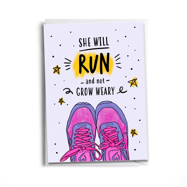 She Will Run Card | Encouraging Card for Female Runner |Sole Sister Run | Card for Marathon | 13.1 | 10K | 5k