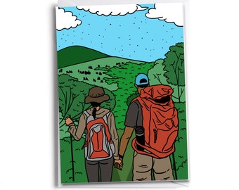 Adventure Partners Greeting Card: Hiking Couple Anniversary Card