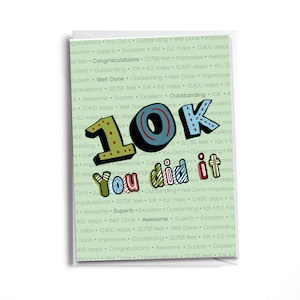 10K Runner Card | Congratulations on 10K | Card for runner, athlete, walker | 6.2 Miles Finisher | You Did it!