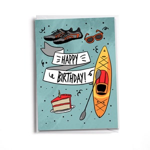 Happy Birthday Kayak and Adventure Lover | Birthday Card | Gift for Outdoor and Lake  Lover
