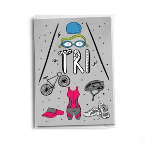 Female Triathlete Card -  Swim | Bike | Run | Triathlon