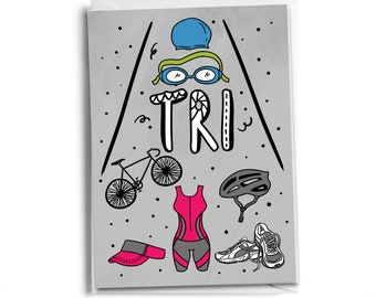 Female Triathlete Card -  Swim | Bike | Run | Triathlon