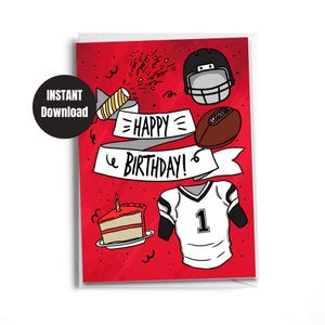 Printable  Football Birthday Card| Downloadable card | Digital Instant Download