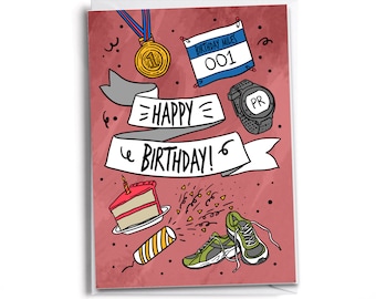 Happy Birthday Runner! Card for Runner | Marathon | 5K | 10K | Half Marathon