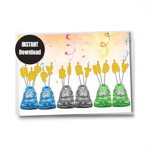 Cartão de feliz aniversário para impressão com velas para corredor | Cartão para download | Download Digital Instantâneo