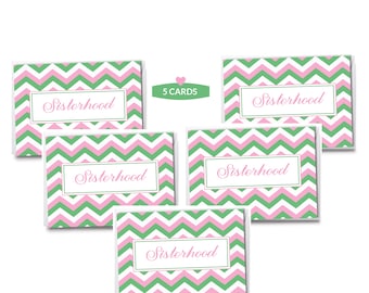 Pink and Green Sisterhood Notecards | Sorority Inspired Cards