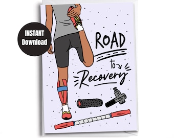 Printable | Downloadable card | Digital Instant Download | Get well soon |Road to recovery | Injured Runner card