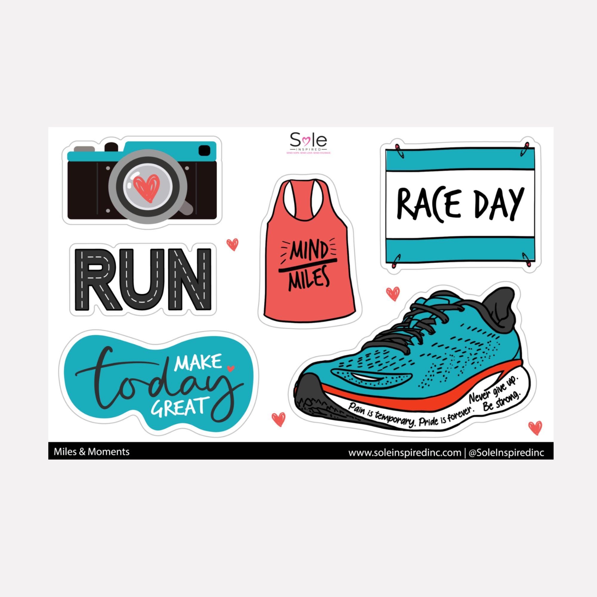 Runner Sticker Sheet: Motivational Miles & Moments Vinyl Decals - Etsy