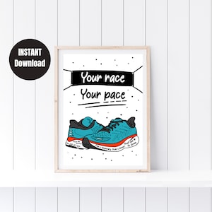 Stampa artistica e decorativa con motivazione per i runner: &quot;La tua corsa, il tuo ritmo&quot; (download digitale)