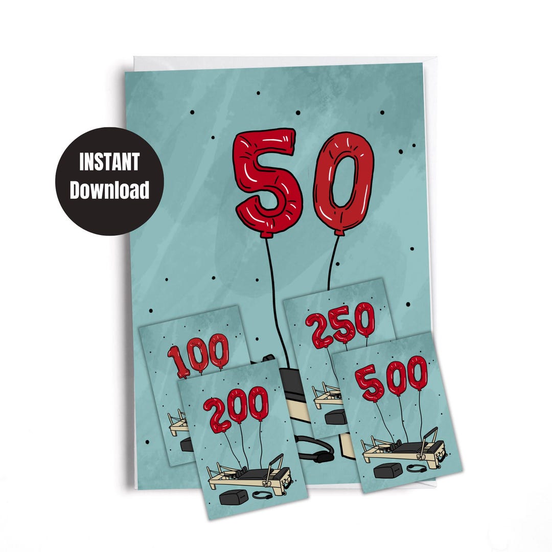Printable Pilates Milestone Cards – Celebrate 50, 100, 200, 250, and 500 Sessions – Downloadable ...