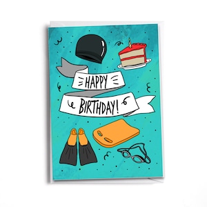 Colorful Swimming-Themed Birthday Card | Perfect for Swimmers & Water Lovers