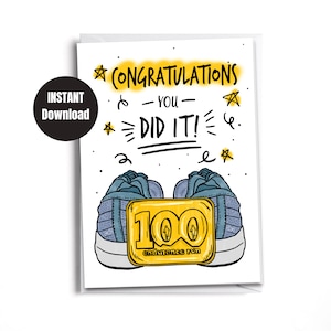 Printable | Downloadable card | Digital Instant Download | Ultra Runner | 100 Miles, 100K ...Card for a Runner