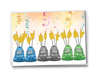 Happy Birthday Card for Runners | Fun Running Shoes with Candles Design