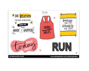Motivational Running Sticker Sheet: Waterproof Vinyl Decals for Runners