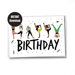 Printable | Downloadable Card | Digital Instant Download  | Happy Birthday Yogi | Yoga Lover | Pose and Flow Card