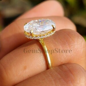 3 CT Oval Cut Moissanite Engagement Ring With Hidden Halo Oval Solitaire Ring Wedding Ring Anniversary Bridal Ring Christmas Gift For Women