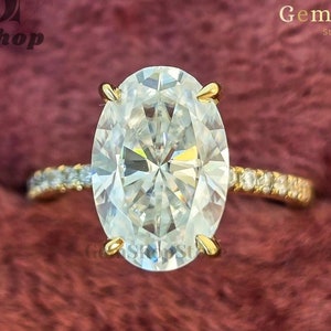 3 CT ovaal geslepen moissaniet verlovingsring klassieke 4 klauwtanden effenen solitaire ring uiteenlopende ring bruidsring trouwring valentijnscadeau