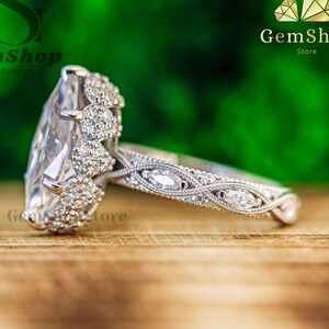 4.5 CT Marquise Moissanite Cluster Engagement Ring Unique Halo Gold Ring Gorgeous Proposal Gift Ring Vintage Style Anniversary Gift For Her