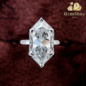3 CT Elongated Dutch Marquise Cut Moissanite Engagement Ring Dutch Marquise Shape 14K Wight Gold Solitaire Ring Unique Gift Ring For Mothers