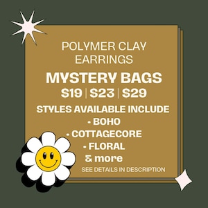 Mystery earring bag | Polymer clay earrings | Mystery box | Earring bundle | Handmade | Neutral or Colourful | Goodie bag | Surprise bag
