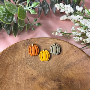 Tiny pumpkin studs | Handmade polymer clay earrings | Mini pumpkins | Fall studs | Yellow Green Orange pumpkins | Autumn jewellery
