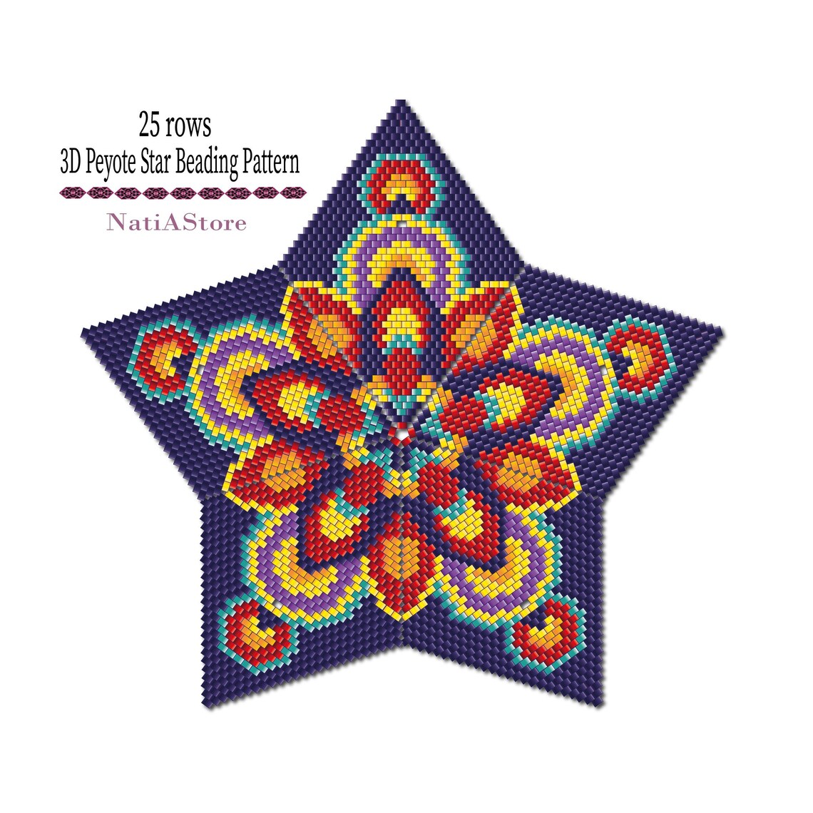 3D Beaded Star Pattern Bright Ornament Oriental Style Etsy