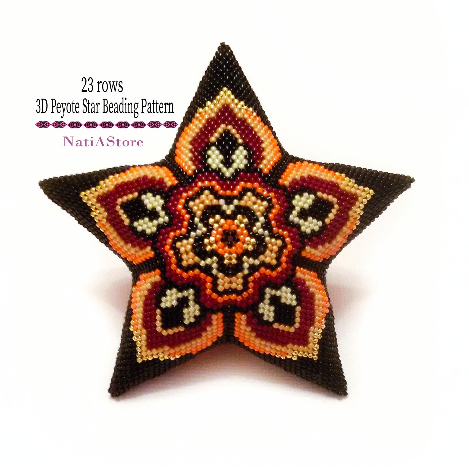 Almond Petal Beaded Star Pattern 3D Star Peyote Beading Etsy