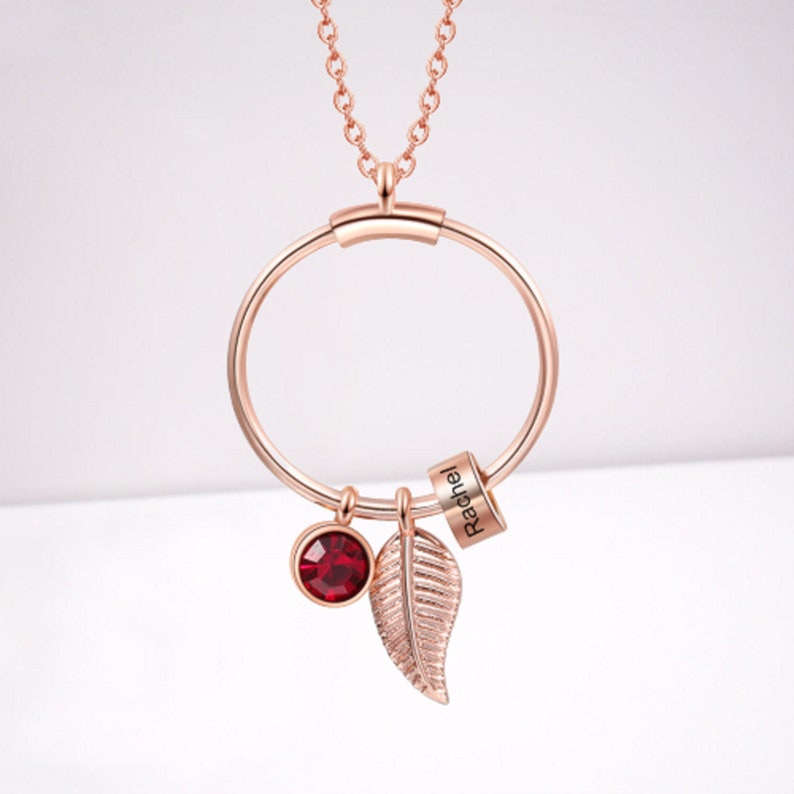 Personalised Rings necklace for women customised engraved rings birthstone necklace,Gift For Mom,Gift For Grandma,Anniversary Gift for Wife