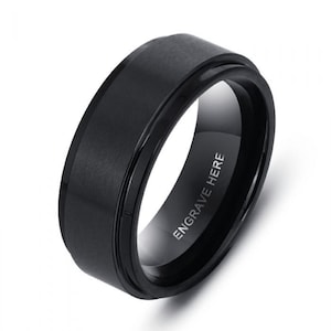 Customized Tungsten Steel Men’s Ring - Personalized Engraved Ring, Durable Wedding Band, Unique Gift for Him