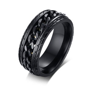 Customized Spinner Men's Ring - Bespoke Anxiety Fidget Band, Personalized Engraved Wedding Ring for Him, Unique Gift for Men