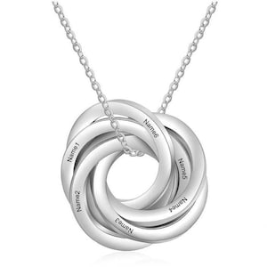 Personalized interlocking Necklace | 6 Custom Russian rings Necklace | Engraved  Pendant for Women | Unique Gift for Her | Christmas Gift