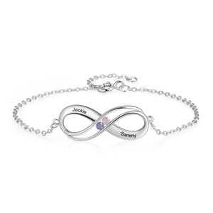 Personalised Infinity Bracelet for Women - Custom Name Bracelet, Engraved Silver Infinity Charm, Thoughtful Gift for Her