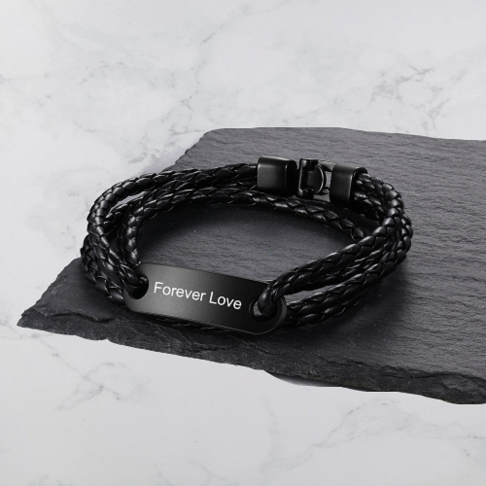Personalized Mens Braided Leather BraceletMens Bracelet Etsy