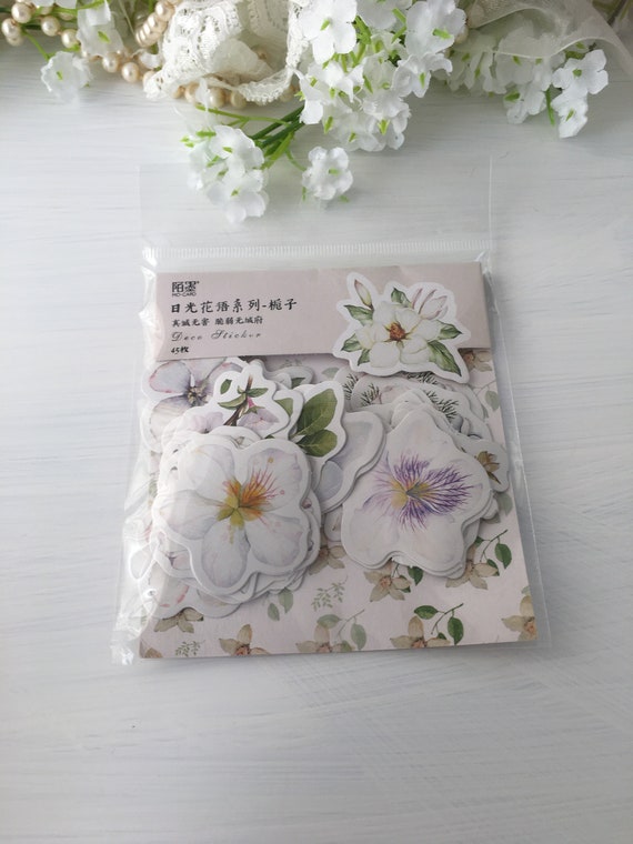 White Floral Sticker Pack White Flower Stickers Pack Etsy