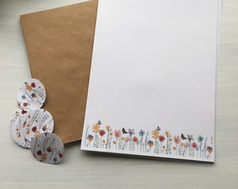 Meadow Flower Letter Writing Paper -Letter Writing Paper -Writing Set -Writing Paper & Envelopes-Letter Paper - Writing Paper - letter paper