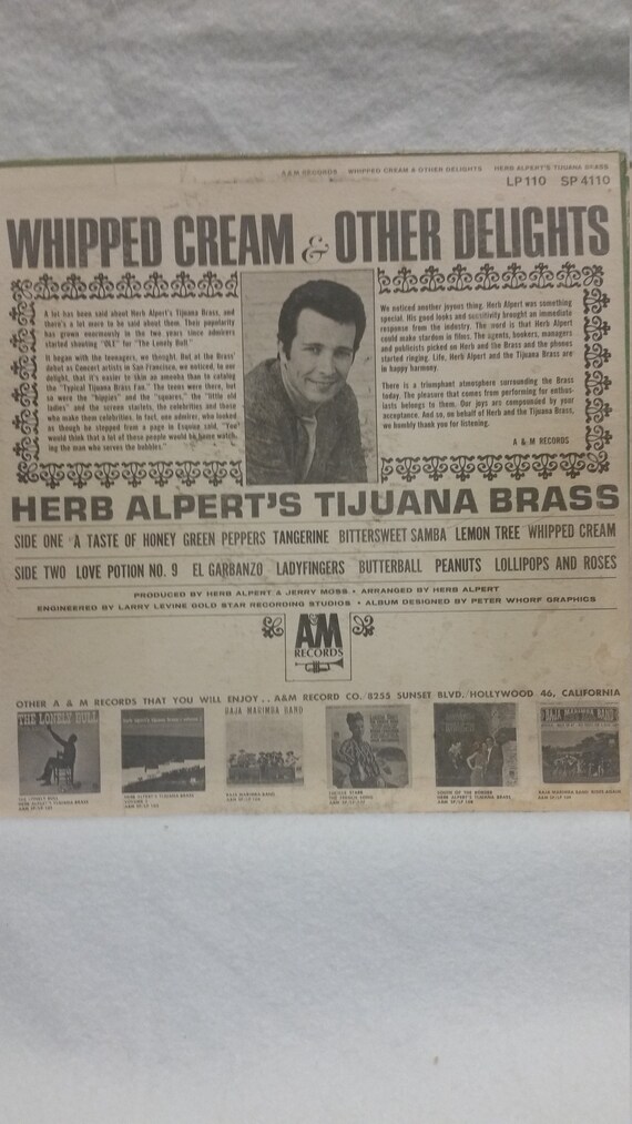 Herb Alpert S Tijuana Brass Band Whipped Cream And Other Etsy