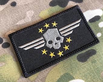Skull Morale Embroidered Patch Hook Fastener Backing