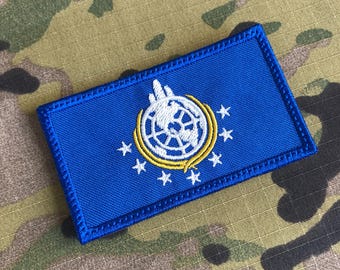 Helldivers 2 Earth Flag Embroidered Patch Hook Fastener Backing