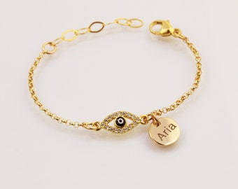 Pulsera de bebé Evil Eye - pulsera de suerte para niños pequeños - mini mal de ojo - pulsera inicial de bebé - pulsera para niños - pequeña pulsera de mal de ojo - regalo de bebé