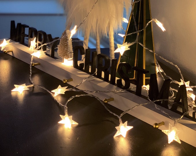 20FT/40LED Battery Operated Star String Lights Christmas Etsy