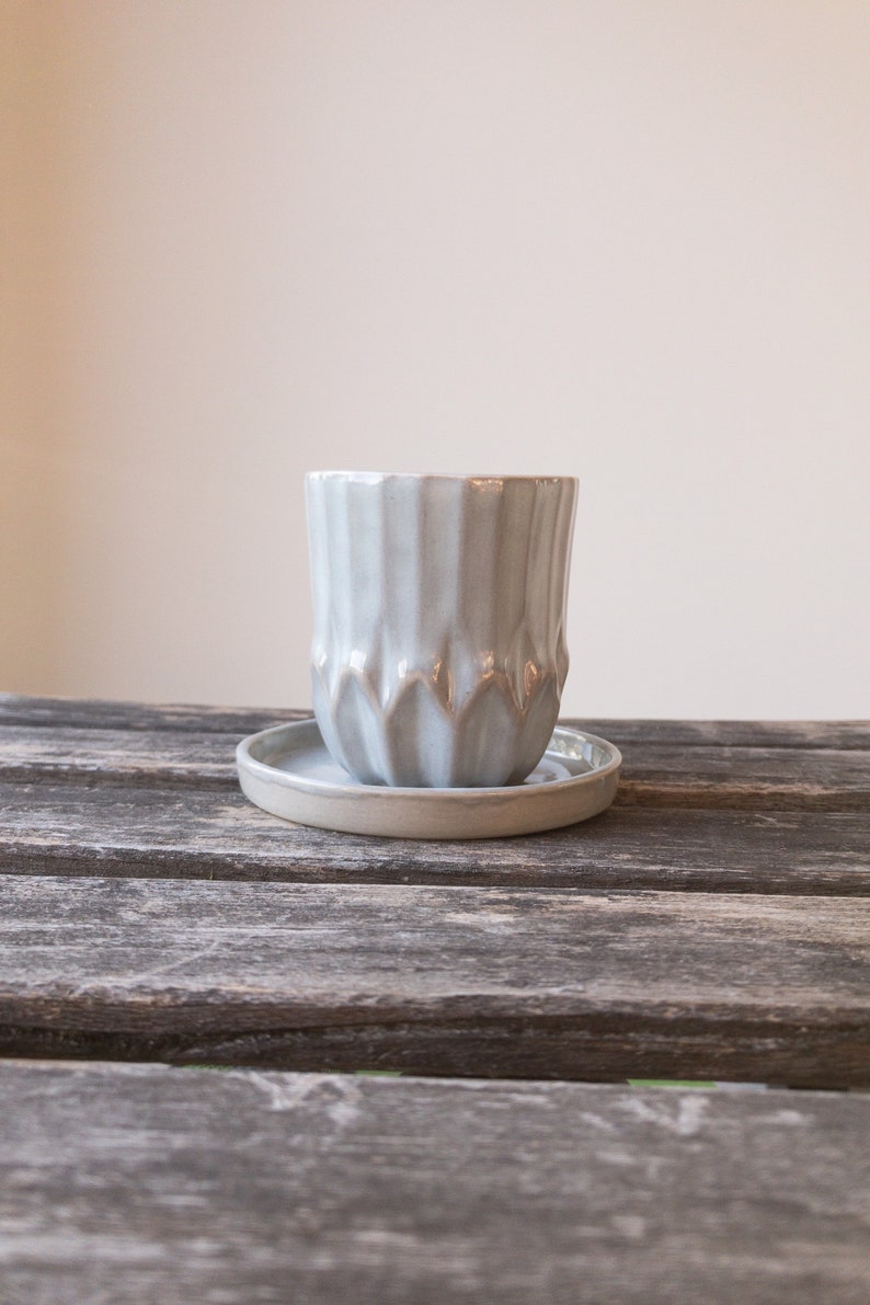 Handmade Stoneware Cup with a Saucer, Coffee cup, Tea cup, Plant Pot, Handmade Ceramic, Birthday gift, House Warming Gift, Planter image 3