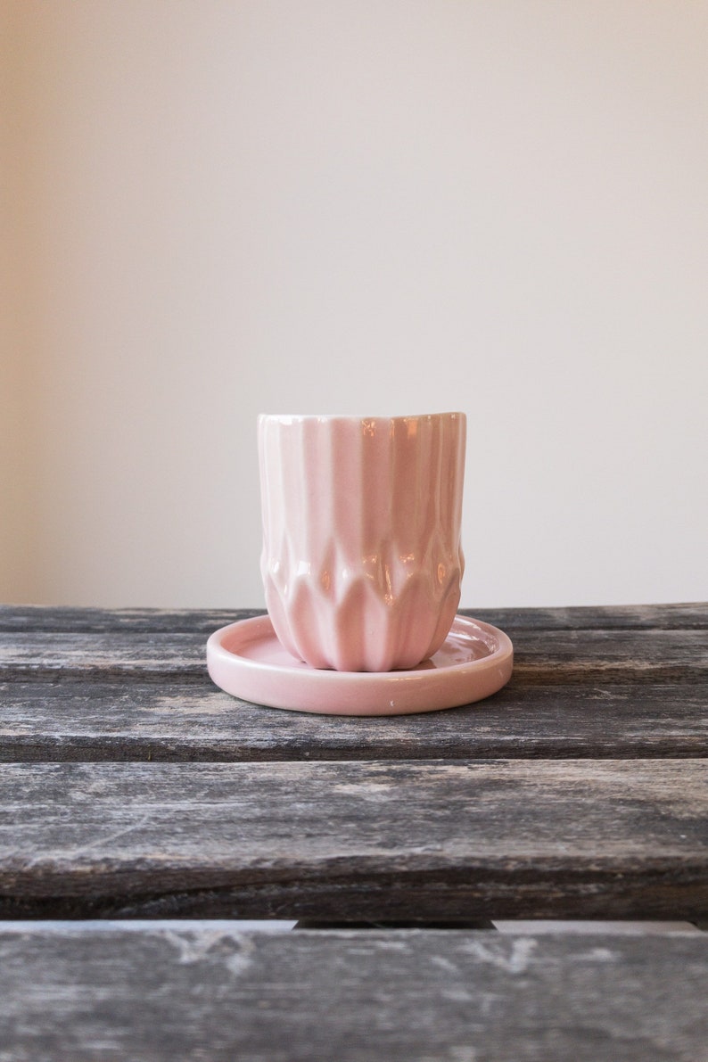 Handmade Stoneware Cup with a Saucer, Coffee cup, Tea cup, Plant Pot, Handmade Ceramic, Birthday gift, House Warming Gift, Planter image 5