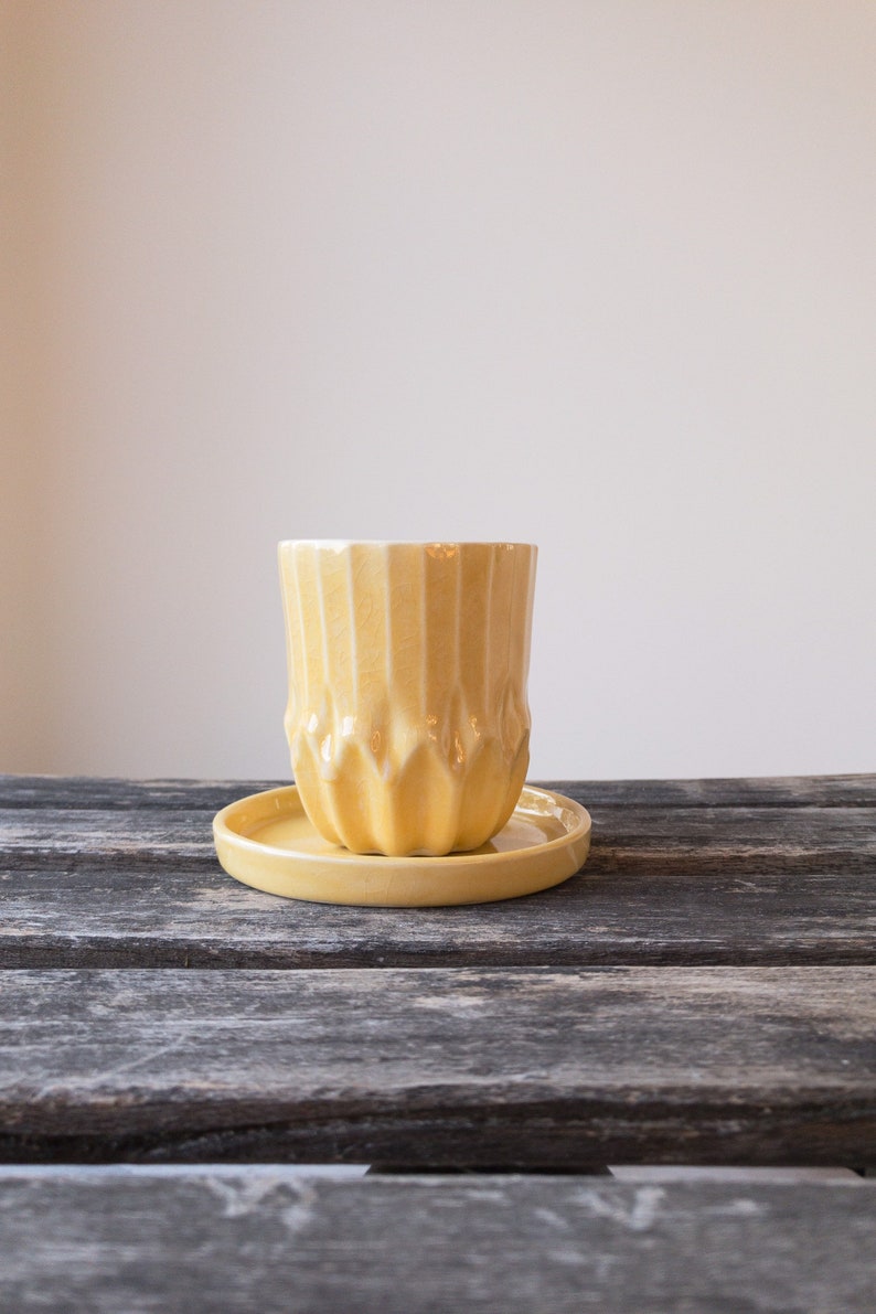 Handmade Stoneware Cup with a Saucer, Coffee cup, Tea cup, Plant Pot, Handmade Ceramic, Birthday gift, House Warming Gift, Planter image 4