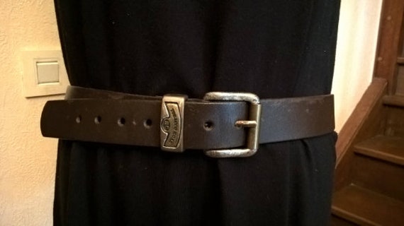Vintage, solid, brown leather belt, brand TOBACCO