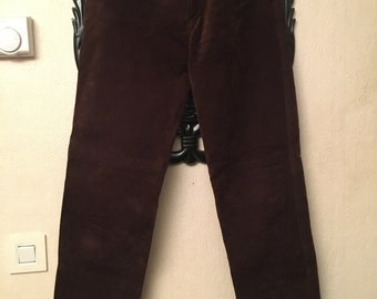 Pantalon en daim marron,Pantalon Vintage,pantalon femme,Année 80,de la marque IPK,cadeau femme,cadeau fille,vêtement femme,vêtements vintage