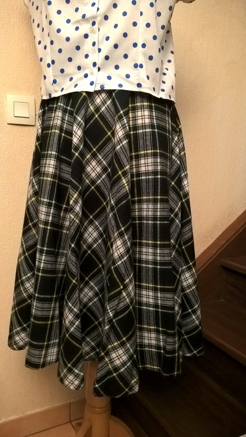 Made in France fabric Scottish Plaid girl girl clothes gift skirt vintage women gift Skirt woman woman Vintage skirt girl gift