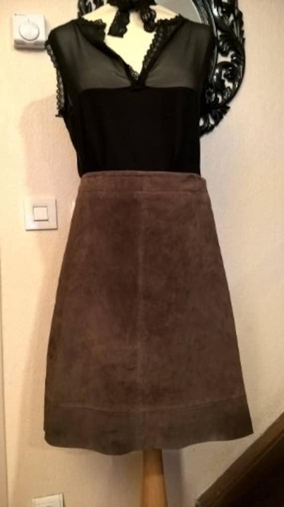 Vintage skirt, brown suede skirt women skirt girl