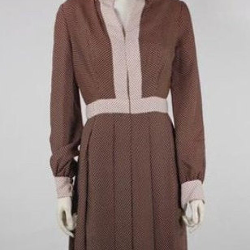 Robe Vintage Années 90 - Marron Et Violet, Motif Carré, Taille 4, Très Bon état