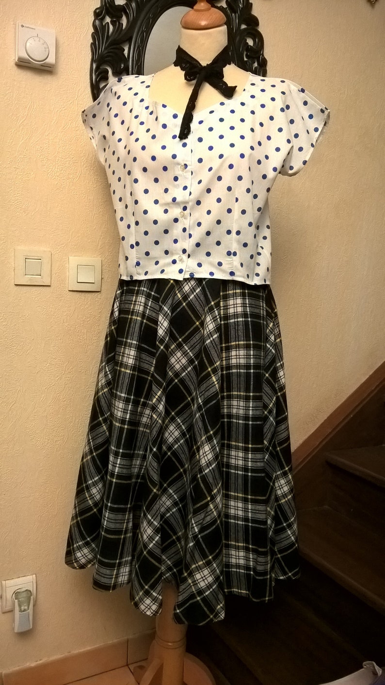 Made in France fabric Scottish Plaid girl girl clothes gift skirt vintage women gift Skirt woman woman Vintage skirt girl gift