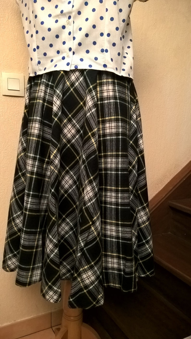 Made in France fabric Scottish Plaid girl girl clothes gift skirt vintage women gift Skirt woman woman Vintage skirt girl gift